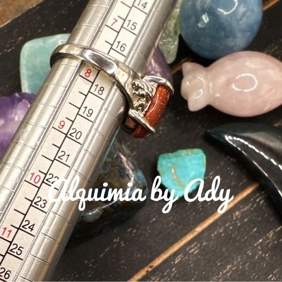 Silver sunstone Victorian gem ring/boho/colorful - Picture 3 of 7